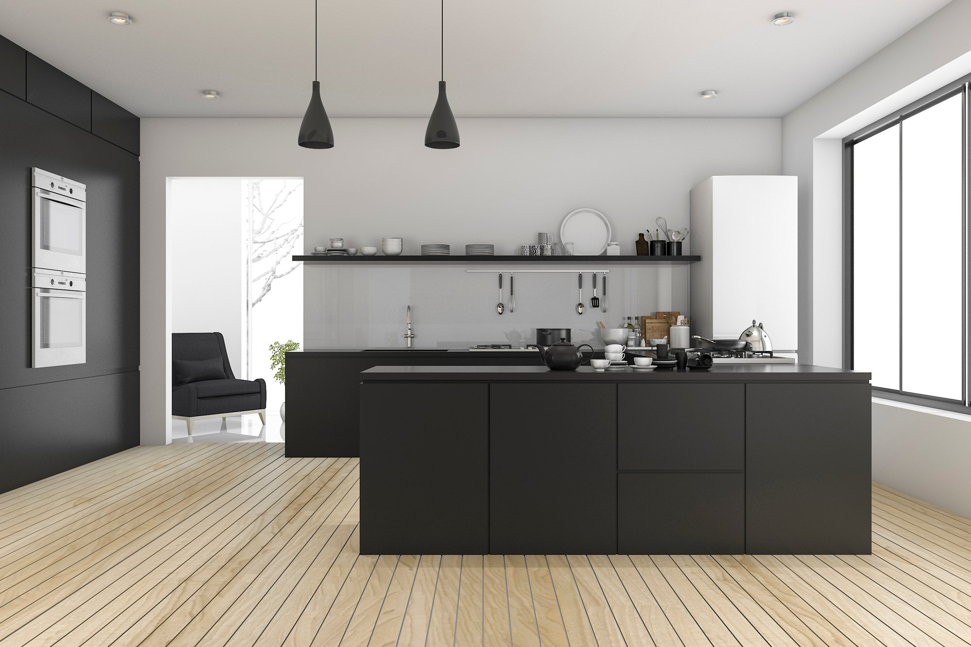 キッチンの床との相性を考える：木目フローリング